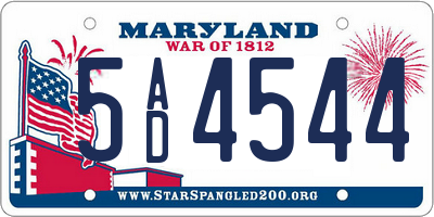 MD license plate 5AD4544