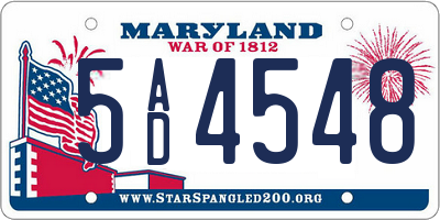 MD license plate 5AD4548