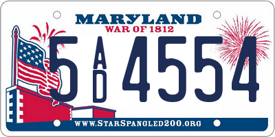 MD license plate 5AD4554