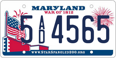 MD license plate 5AD4565
