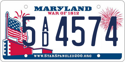 MD license plate 5AD4574