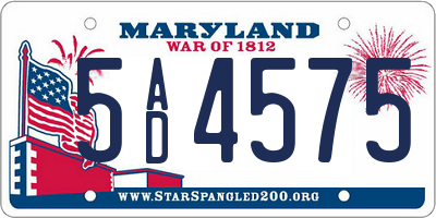 MD license plate 5AD4575