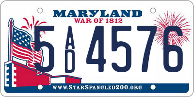 MD license plate 5AD4576