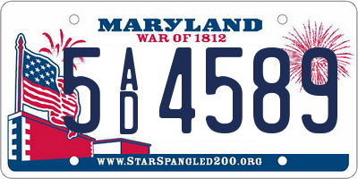MD license plate 5AD4589