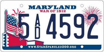 MD license plate 5AD4592