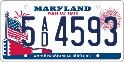 MD license plate 5AD4593