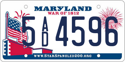 MD license plate 5AD4596