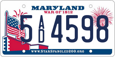 MD license plate 5AD4598