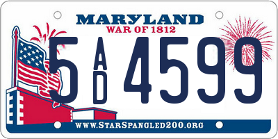 MD license plate 5AD4599