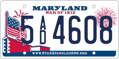 MD license plate 5AD4608