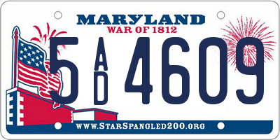 MD license plate 5AD4609