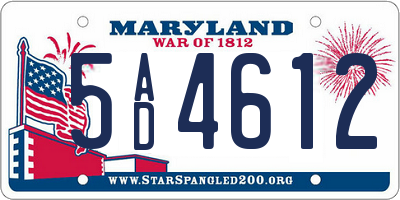 MD license plate 5AD4612