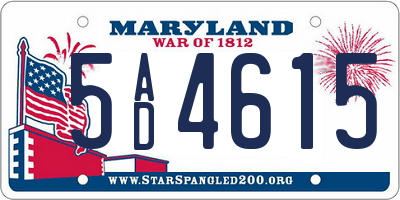 MD license plate 5AD4615