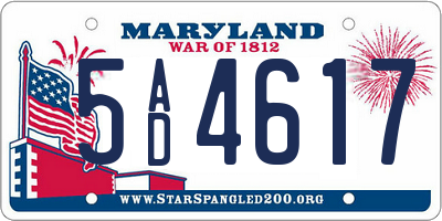 MD license plate 5AD4617