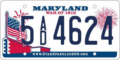 MD license plate 5AD4624