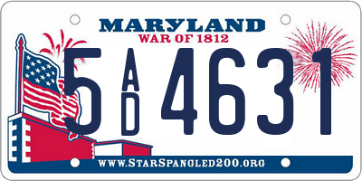 MD license plate 5AD4631