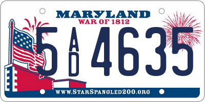 MD license plate 5AD4635