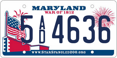 MD license plate 5AD4636