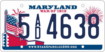 MD license plate 5AD4638
