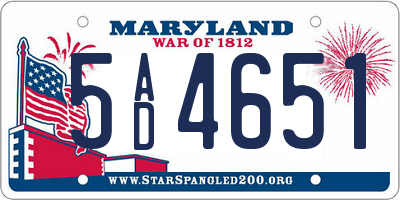 MD license plate 5AD4651