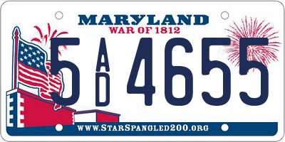 MD license plate 5AD4655