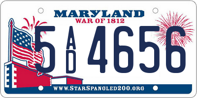 MD license plate 5AD4656