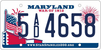MD license plate 5AD4658