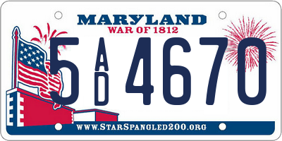 MD license plate 5AD4670