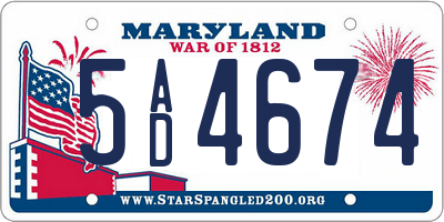 MD license plate 5AD4674