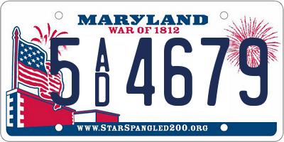 MD license plate 5AD4679
