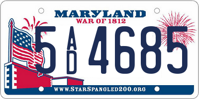 MD license plate 5AD4685
