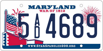 MD license plate 5AD4689