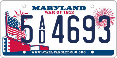 MD license plate 5AD4693
