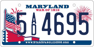 MD license plate 5AD4695