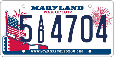 MD license plate 5AD4704