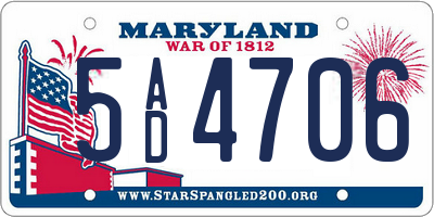 MD license plate 5AD4706
