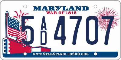 MD license plate 5AD4707