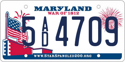 MD license plate 5AD4709