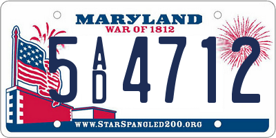 MD license plate 5AD4712