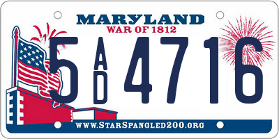 MD license plate 5AD4716