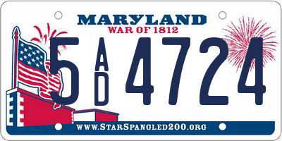 MD license plate 5AD4724