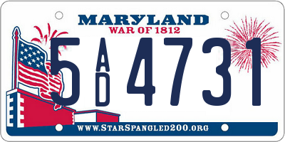 MD license plate 5AD4731