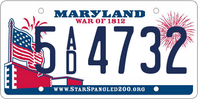 MD license plate 5AD4732