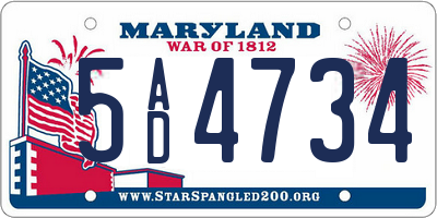 MD license plate 5AD4734