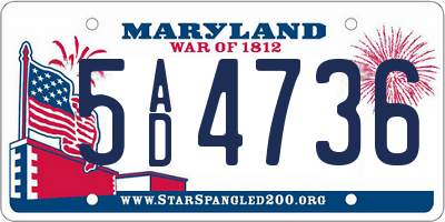 MD license plate 5AD4736