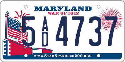 MD license plate 5AD4737