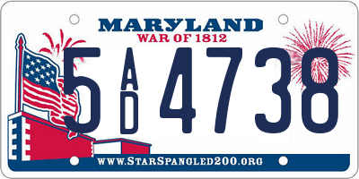 MD license plate 5AD4738
