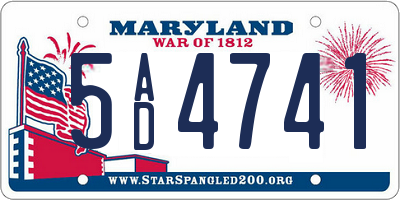 MD license plate 5AD4741