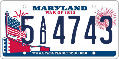 MD license plate 5AD4743