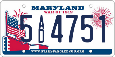 MD license plate 5AD4751